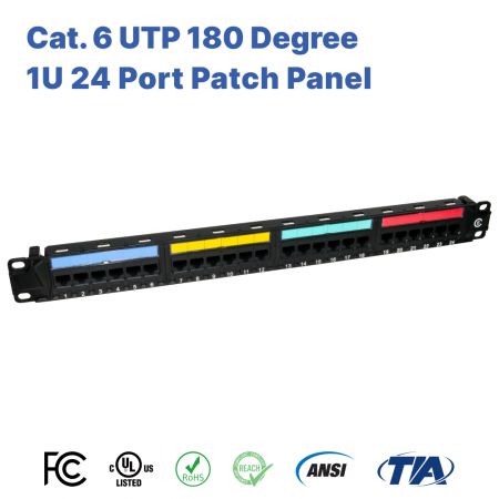 Cat.6 UTP 180 fokos 1U 24 portos patch panel 110 és Krone típusú - Cat 6 UTP 180 fokos 1U 24 portos patch panel 110 és Krone típusú